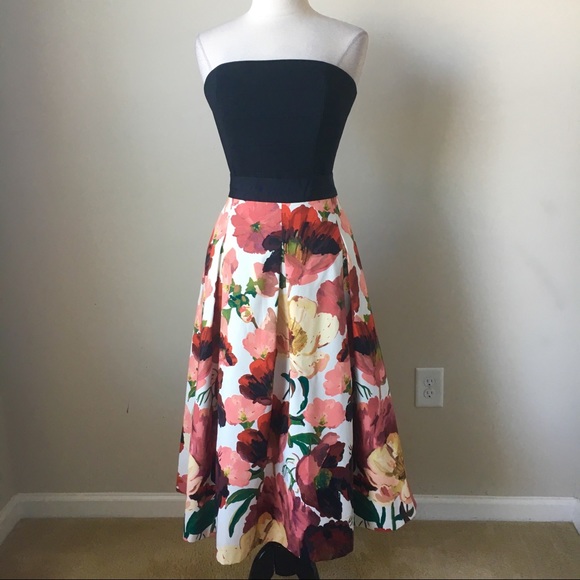 Floral Poppy full midi box pleated skirt size 14 - Picture 2 of 4